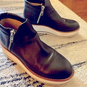 Silent D System-Black Leather Ankle Booties